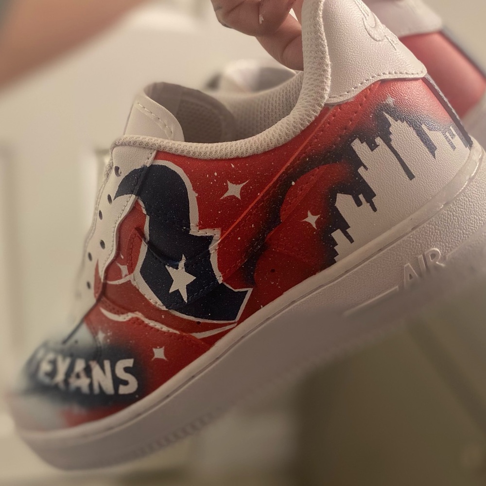 Nike Air Force 1s Custom Houston Texans Football Size 8 Men Brand New